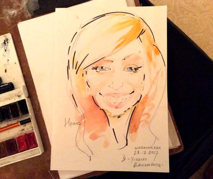 Шарж акварелью Ирины в 