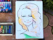 Шарж Татьяны акварелью на свадьбе от Мишеля