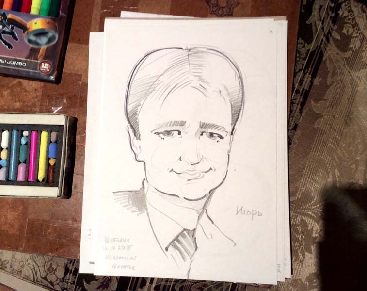 Шарж Игоря простым карандашом от шаржиста Мишеля