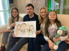  Папа, мама, дети показывают свой шарж, Михаил Шабалин, шаржист