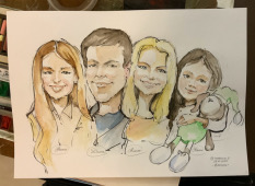  Дмитрий со своим женским семейством, Михаил Шабалин, шаржист, Минск