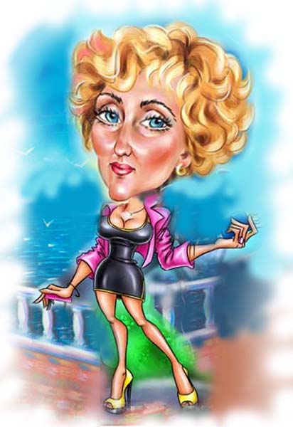 Прогулка по променаду в цветных мелках,
        шаржист Мишель, шаржист Михаил Шабалин, Минск