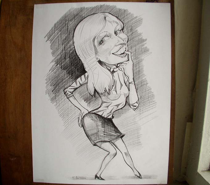 Композиция девушка заигрывает,
        шаржист Мишель, шаржист Михаил Шабалин, Минск