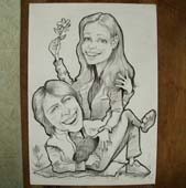 Влюбленные с цветком, шаржист Мишель, шаржист Михаил Шабалин, Минск