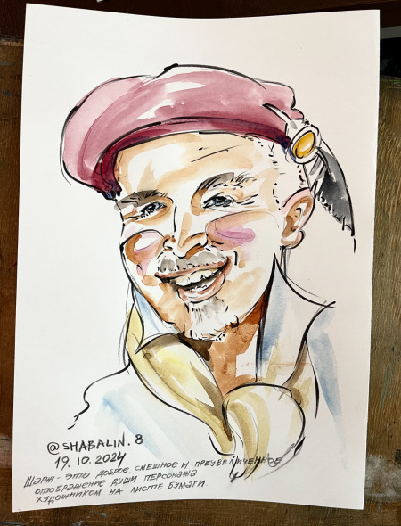 Автошарж на художника шаржиста,
        шаржист Мишель, шаржист Михаил Шабалин, Минск